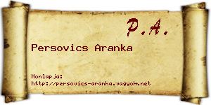 Persovics Aranka névjegykártya